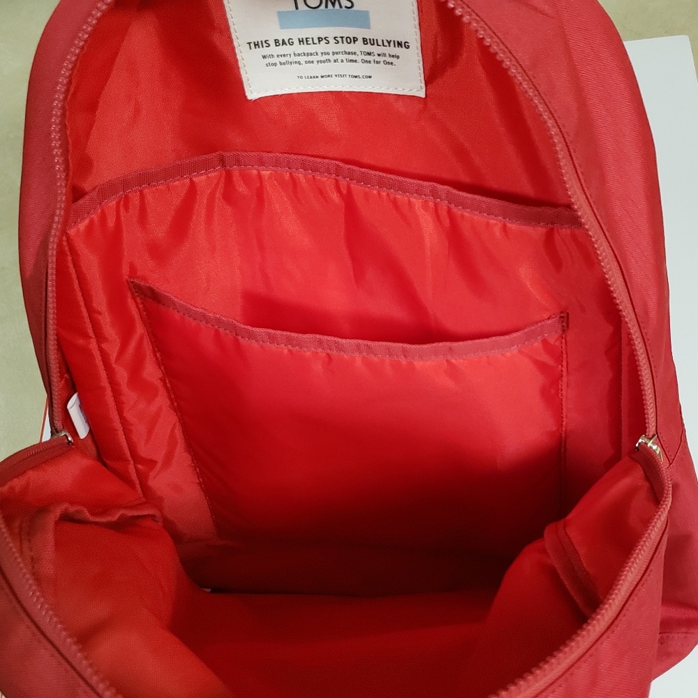 Tom's brand Red Backpack w/ 5 compartments - Picture 3 of 3